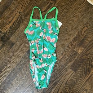 BRAND NEW ARENA Size 28 Polka Cherry Challenge Back One Piece-Max Lift.